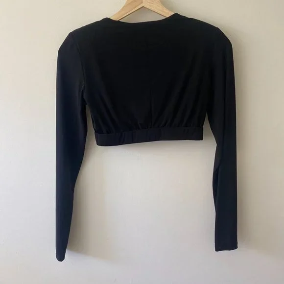 NWT Misha Collection Regina Black Deep V Crop Top - Picture 7 of 10